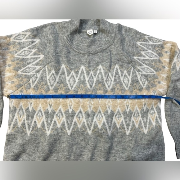 Gap Gray & Yellow Argyle Mock Neck Sweater L - Picture 5 of 8